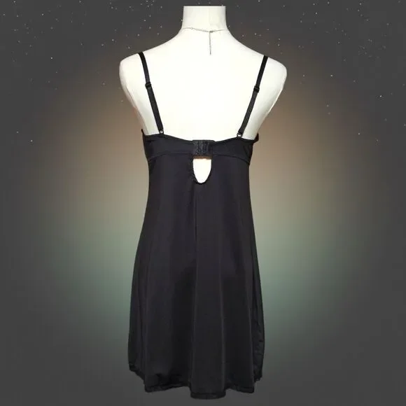 Marilyn Monroe Intimates Black Lace Panel Slip Dress Bombshell Lingerie M - Picture 2 of 3